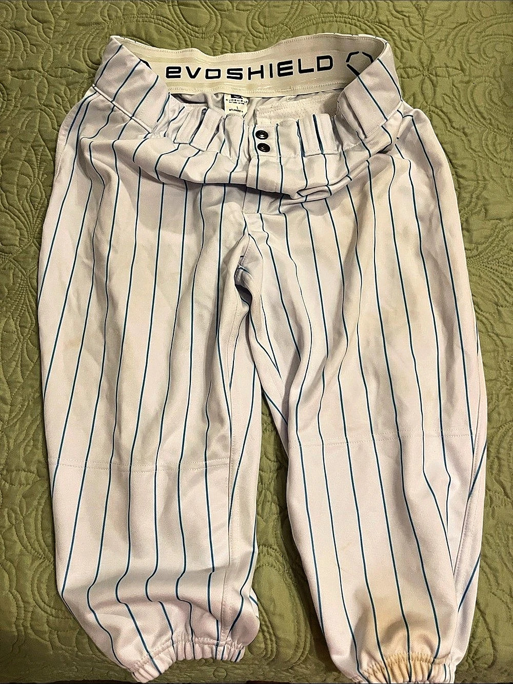 Evoshield WTUM606 Striped baseball Pants in White & Baby Blue Size AXL
